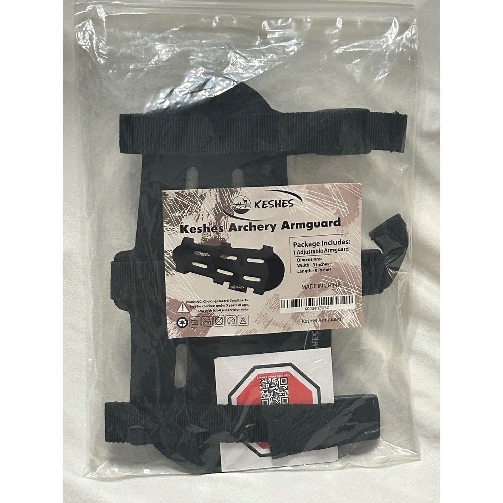 Black archery Arm Guard Adjustable Forearm Protector Bow Hunting
